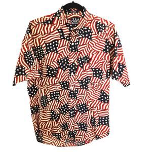 Chaps Ralph Lauren Stars Stripes Americana Flag Short Sleeve Shirt Size Medium